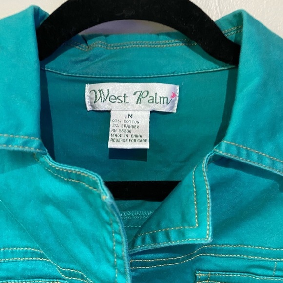 Teal Jacket Brass Metal Button Details - Picture 6 of 7